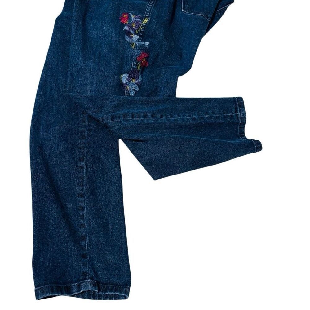 J. Jill Denim 14 Petite embroidered flowers Authentic Fit slim ankle jeans - Picture 4 of 11
